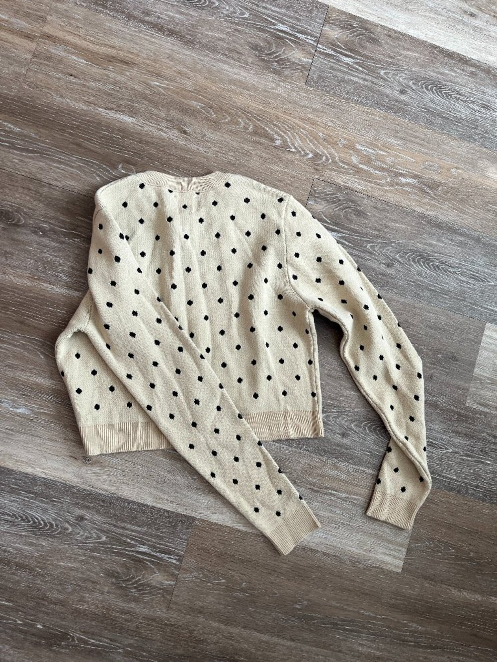 Beige Polka Dot Cropped Cardigan - Picture 3 of 4